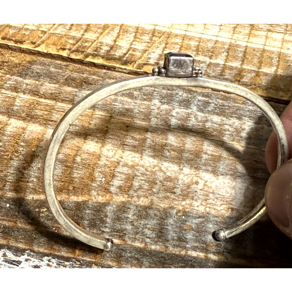 Sterling Silver Native American Lapis Cuff Bracelet Southwestern Signed AN - Picture 7 of 8